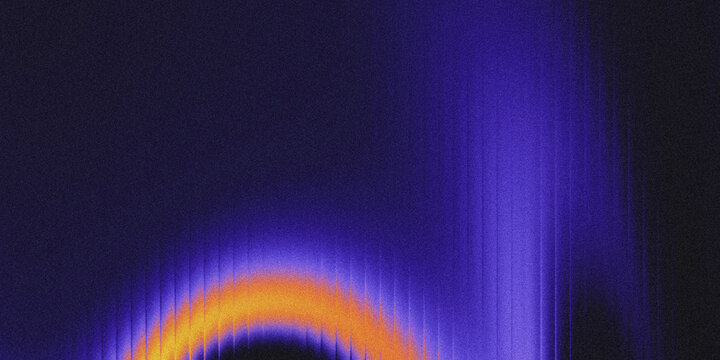 Grainy abstract background with a smooth orange gradient curve on a deep purple and black backdrop, featuring fluid motion, retro neon vibes, and a textured, dynamic aesthetic. 