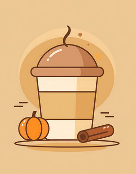 Pumpkin spice latte with cinnamon stick.