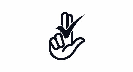 Obraz premium Stylized hand with two fingers raised and a checkmark