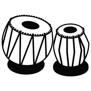 Tabla musical instrument icon glyph line vector illustration Indian drum
