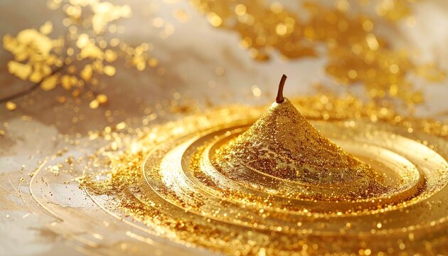 Gold powder sprinkled on lacquerware with nashiji pear-skin texture in close-up detail