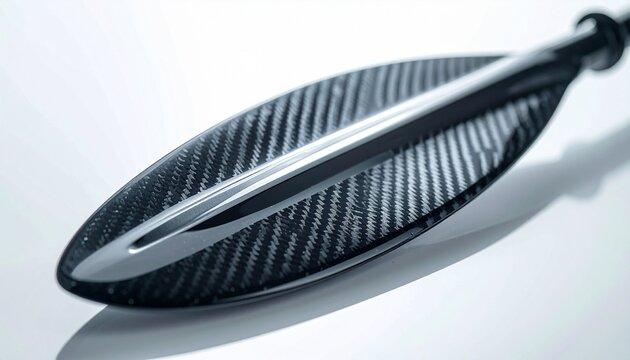 Carbon Fiber Kayak Paddle Blade Close-Up in Studio with Dihedral Spine Detail