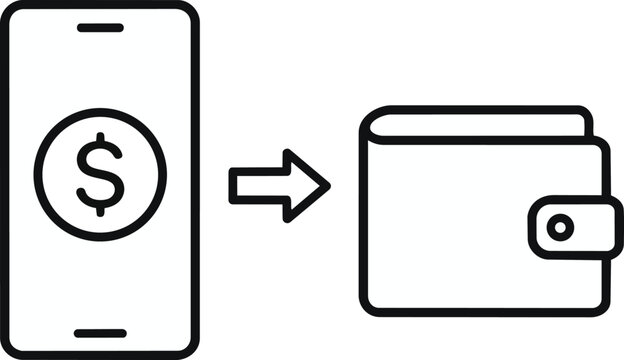 Mobile digital payment and wallet EPS vector outline representing business growth,digitalpayment,wallet,outline,EPS,digital wallet, EPS