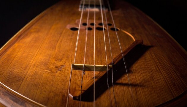 Traditional Korean Gayageum 12-String Zither Close-Up with Movable Bridge and Silk Strings on Wooden Surface