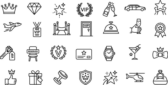 Vip luxury icons set
