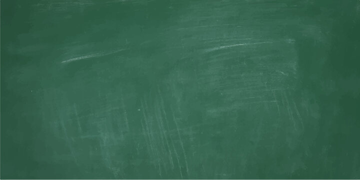 An empty green chalkboard with a piece of chalk rests against a grunge textured wooden frame in a classic school classroom setting