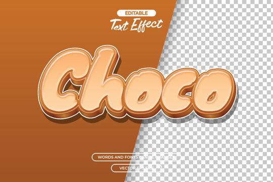Choco editable text effect with 3d cartoon text style