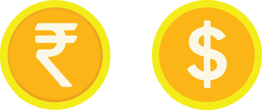 Simple EPS vector of indian coin and us dollar 