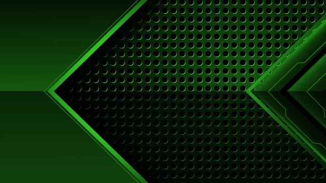 Abstract dark metallic background with chevron arrows and perforated texture animation