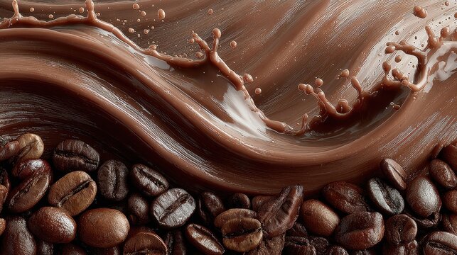 Coffee Beans and Chocolate Splash A Rich and Decadent Delight.