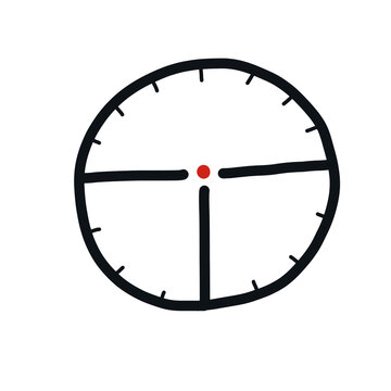 Gun scope icon in drawing style isolated illustration.