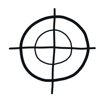Gun scope icon in drawing style isolated illustration.
