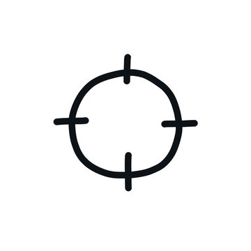 Gun scope icon in drawing style isolated illustration.