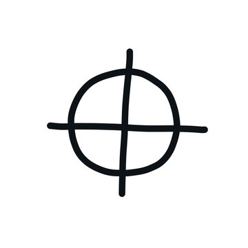 Gun scope icon in drawing style isolated illustration.