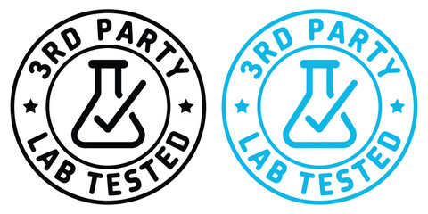 Lab tested certification labels third party approved badge icons vector illustration © MDRifat