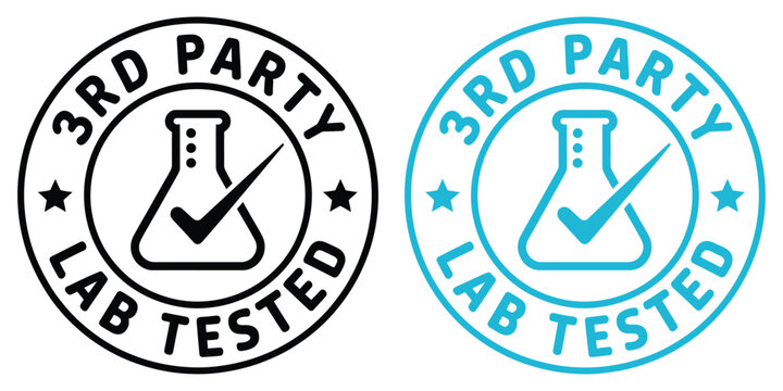 Third party lab tested vector label badges certification icons set illustration