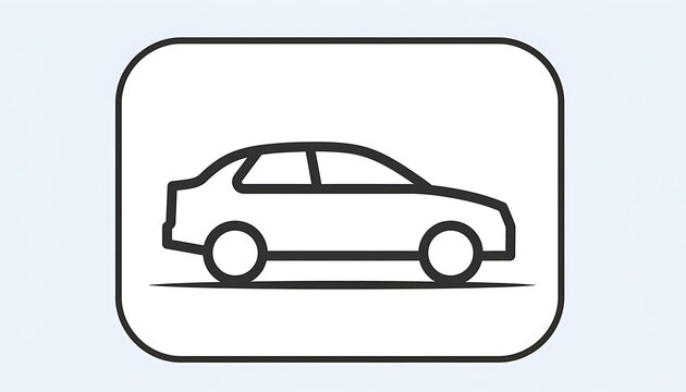 Simple Car Icon Line Drawing.