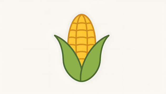 Simple illustration of a single ear of corn with green husks.