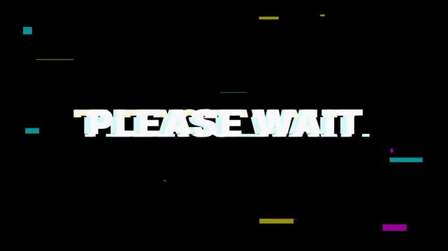 Please Wait Text on Black Background, Loading Screen, Intermission Message, Standby Graphic, Video Buffer Placeholder, Minimalist Motion Graphic 4k video
