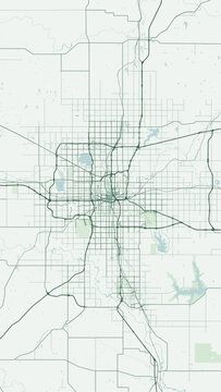 Modern minimalist vector map of Oklahoma City, Oklahoma, USA. High-quality scalable illustration of Oklahoma City grid, Oklahoma River for posters and design.