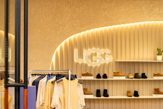 UGG Retail Store Interior With Boots, Clothing Display And Warm Ambient Lighting Milan Italy May 14, 2026
