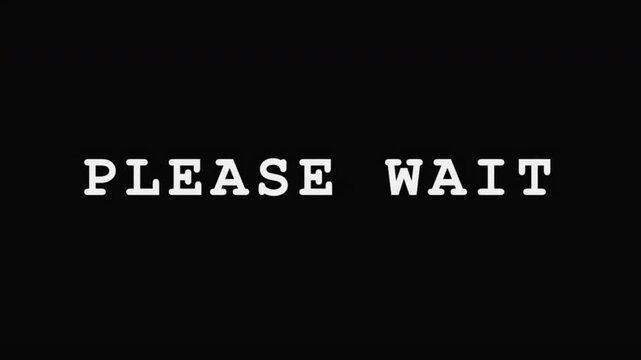 Please Wait Text with Glitch Animation on Black Background, Loading Screen, Retro Computer Interface, Digital Error Signal 4k video