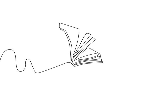 One Line Illustration &ndash; Book and Lamp Symbolizing Knowledge