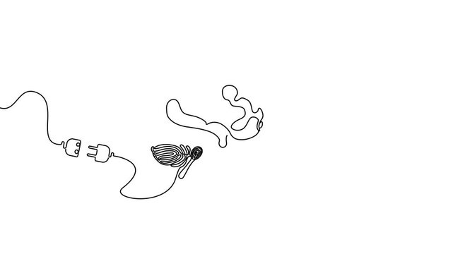 One Line Illustration &ndash; From Brain to Lightbulb Solution Concept