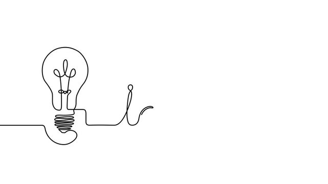 One Line Illustration &ndash; From Lightbulb Idea to AI Solution Concept