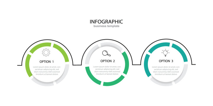 Creative concept for infographic with 3 steps, options, parts or processes. Business data visualization.	