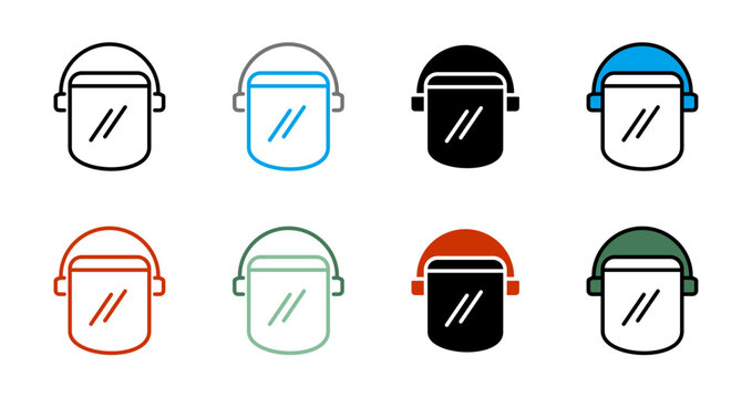 Protective safety visor and Face shield for face protection in work environments icon vector illustration