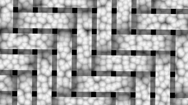 Abstract herringbone woven pattern motion background, in monochrome