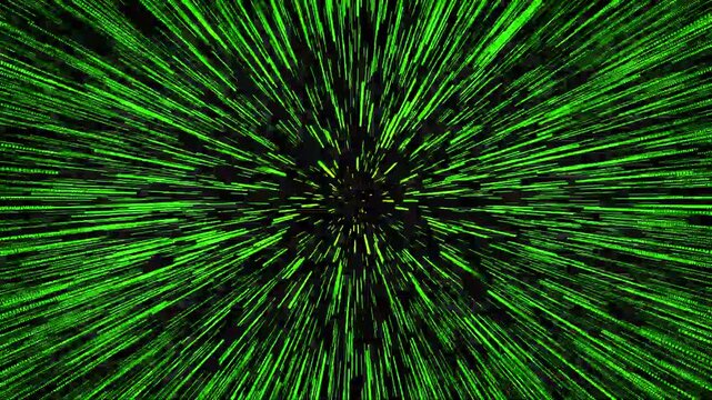 Green digital matrix tunnel abstract motion background