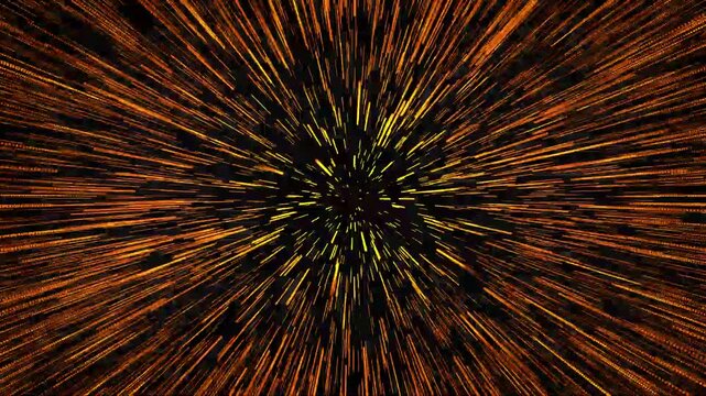 Golden light speed warp tunnel abstract motion background