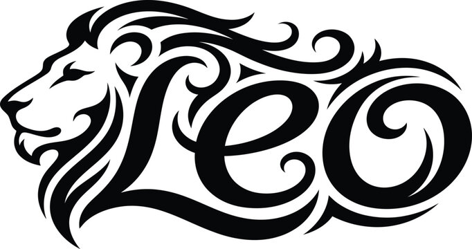 Leo zodiac sign features an artistic lion head illustration for astrology and horoscope themes.
