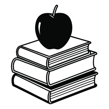 Back to School Illustration with Books and Apple for Education Themes