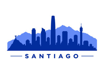 Fototapeta premium Santiago city skyline color City skyline on a white background vector