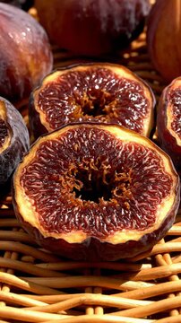 Fig halves drying on rack timelapse over several hours