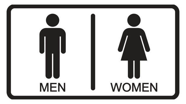 Restroom sign displays clear gender symbols to help visitors find the correct facilities quickly.