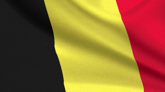 Seamless 3D video of the Belgium flag fluttering in the wind looping
