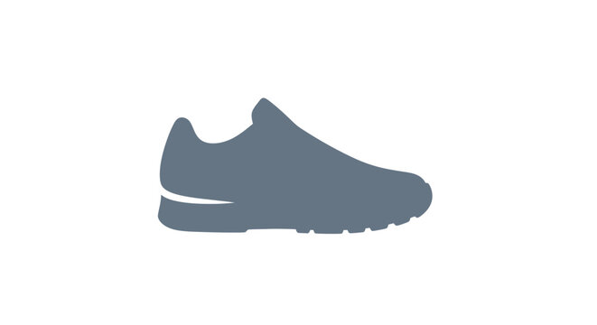 Modern running shoe silhouette, athletic footwear icon, isolated on white background.