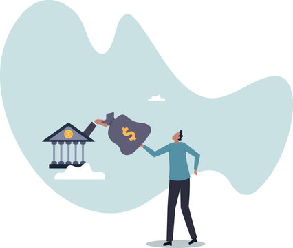 Business loan or bank offer money agreement, personal loan or entrepreneur and small business lending, debt or bank approval allowance . human life and situation.vector illustration.