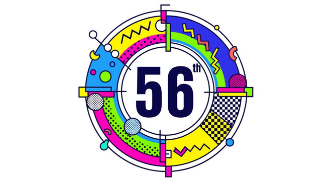Retro 56th Anniversary Celebration Graphic Design.