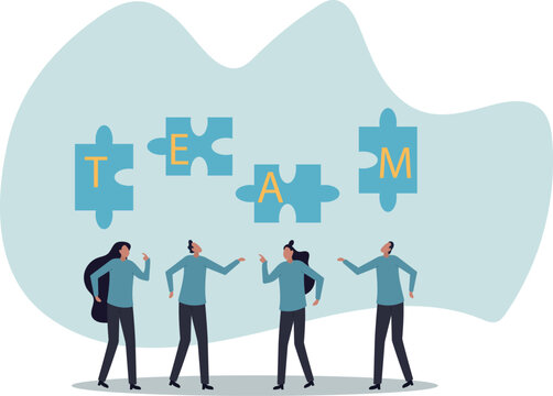 Team puzzle jigsaw connect, teamwork solving problem or cooperation for team success, collaboration idea, colleague work together . human life and situation.vector illustration.
