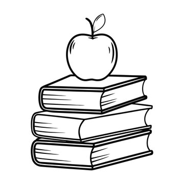 School Supplies Illustration with Books and Apple for Education Theme