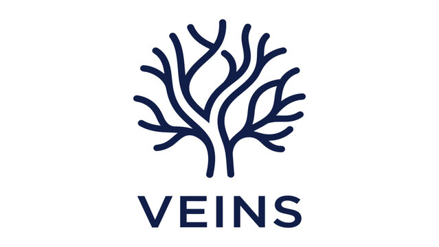 Veins schematic icon illustrates the complex branching network of the human circulatory system.