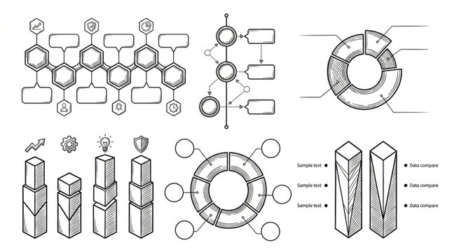 Hand Drawn Flowcharts and Diagrams for Business and Planning.