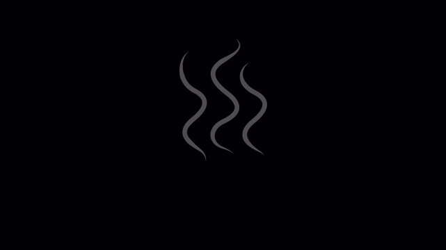 Tea steam effect, coffee smoke effect on transparent background, alpha screen. Simulate thin drizzling steam