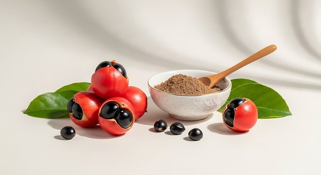 Buriti fruit and powder composition for cosmetics and natural supplements