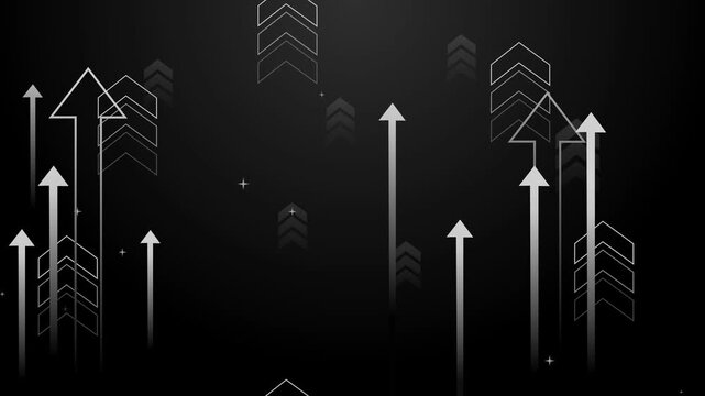Abstract arrows pointing upward on dark gradient background animation